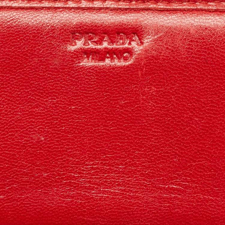 Pre Owned Prada Red Leather Cigarettes and Lips Continental Wallet
