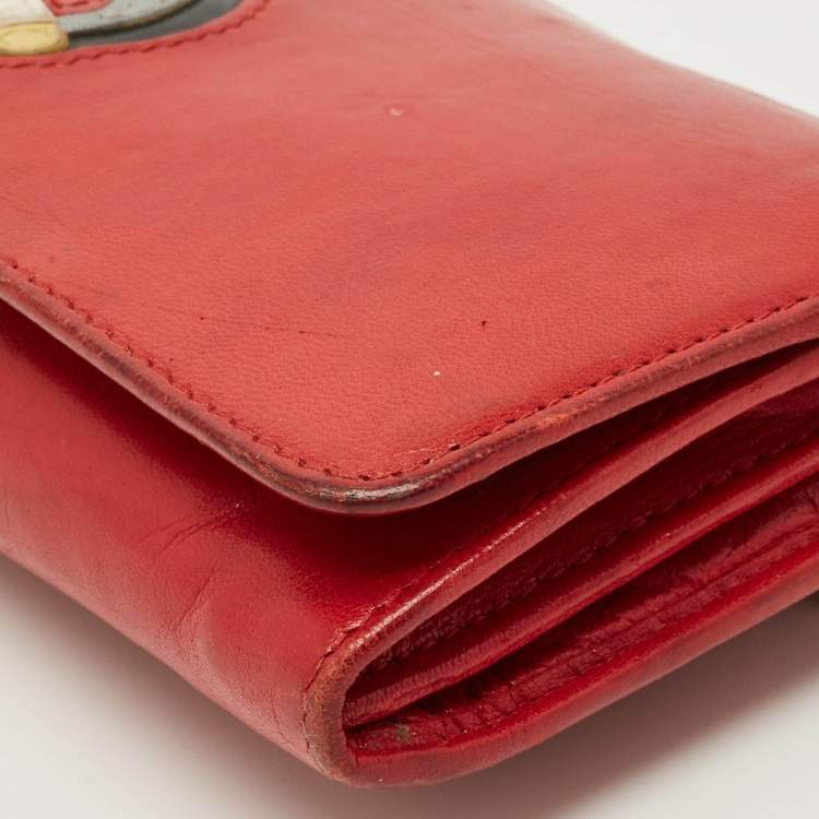 Pre Owned Prada Red Leather Cigarettes and Lips Continental Wallet