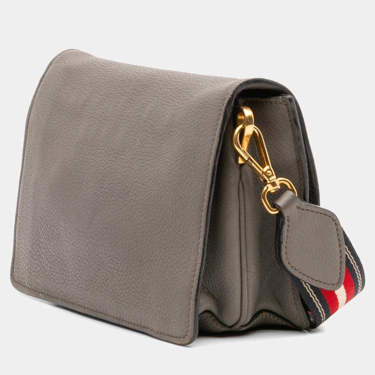 Pre Owned Prada Brown Vitello Daino Flap Crossbody