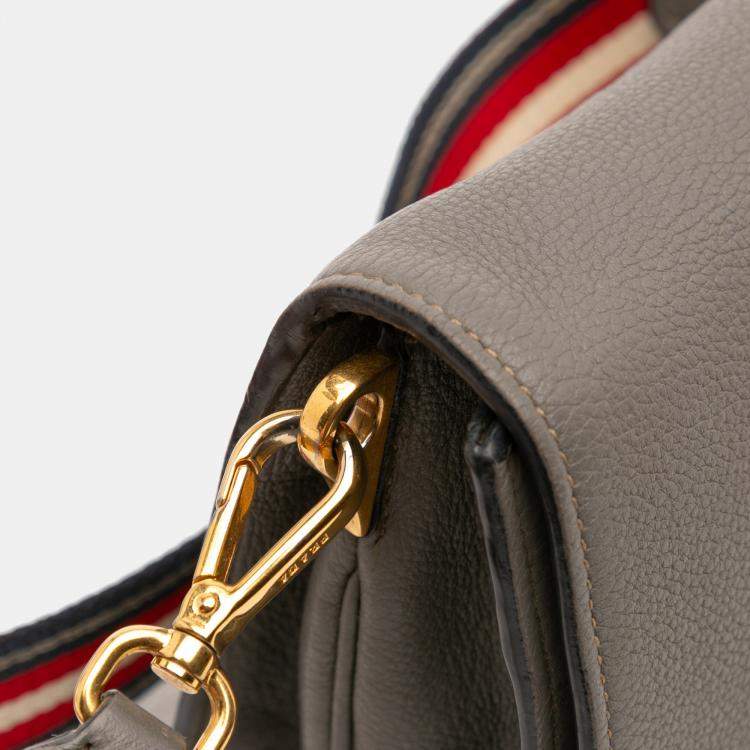 Pre Owned Prada Brown Vitello Daino Flap Crossbody