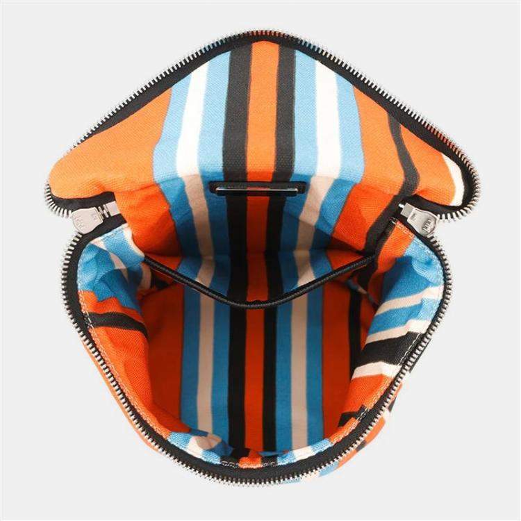 Pre Owned Prada Triangle Logo Multicolor Canvas Shoulder Bag
