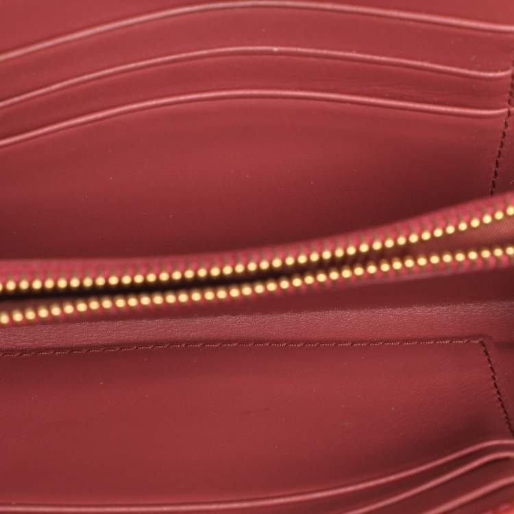 Pre Owned Prada Brick Red Patent Leather Logo Flap Wallet on Strap