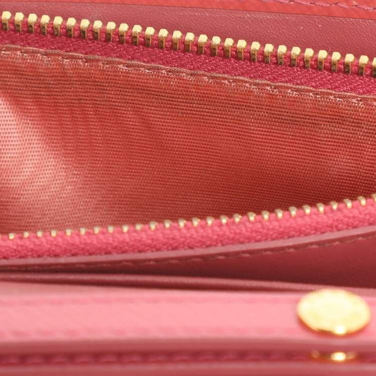 Pre Owned Prada Brick Red Patent Leather Logo Flap Wallet on Strap