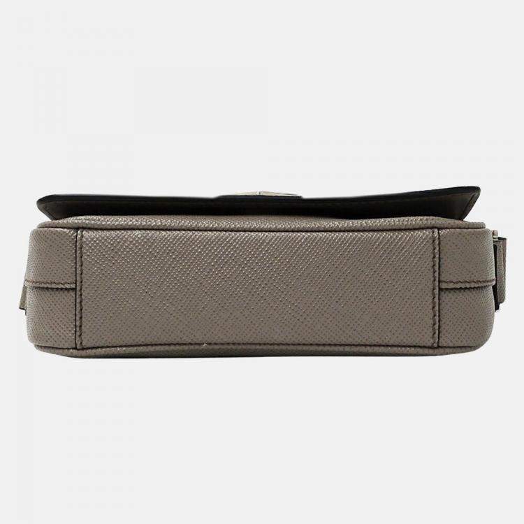Pre Owned Prada Shoulder Bag Saffiano Greige