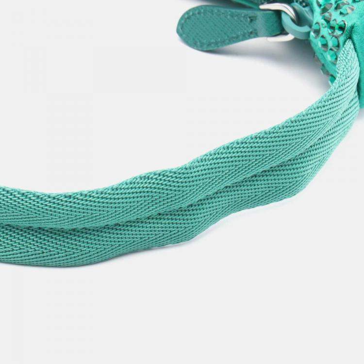 Pre Owned Prada Re-Edition 2000 Handbag Fabric Rhinestone Green