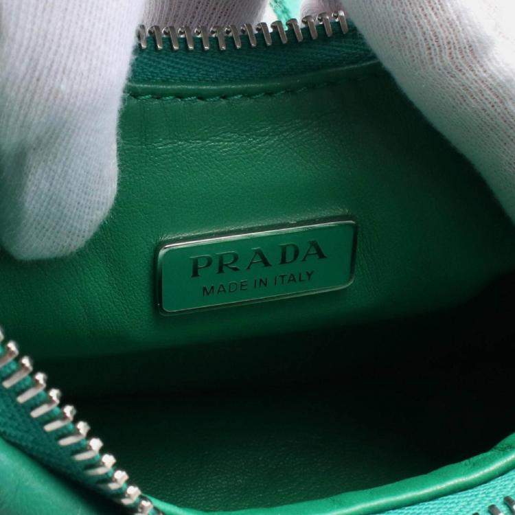 Pre Owned Prada Re-Edition 2006 Embroidered Drill Drill Riamo Fi Leather Shoulder Bag For Women Green