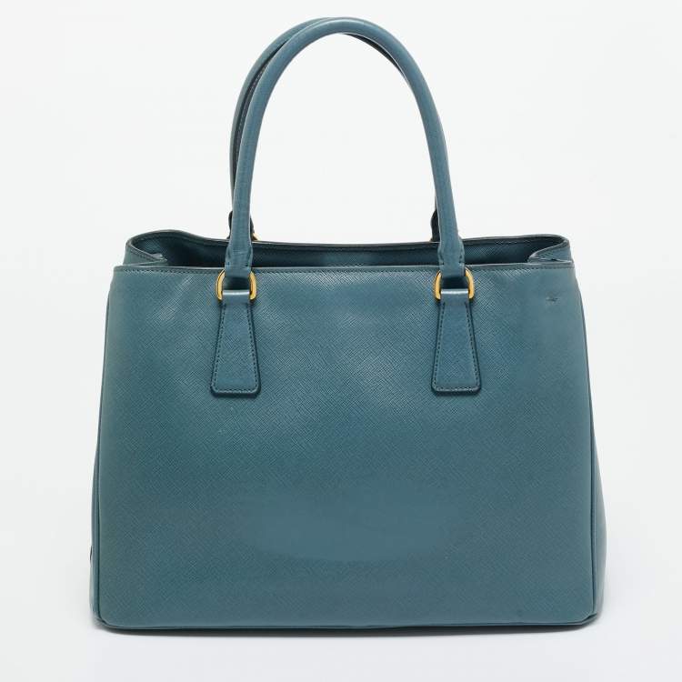 Pre Owned Prada Navy Blue Saffiano Leather Medium Open Tote