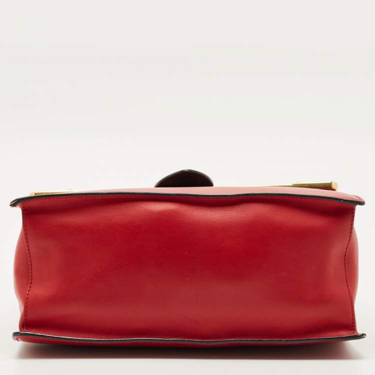 Pre Owned Prada Red/Black Leather Cahier Flap Shoulder Bag