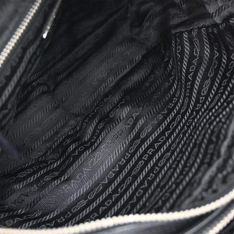 Pre Owned Prada Black Nylon Leather Handbag