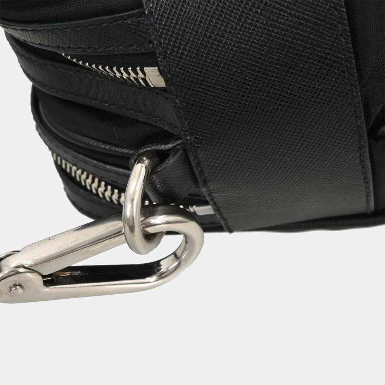 Pre Owned Prada Black Nylon Leather Handbag