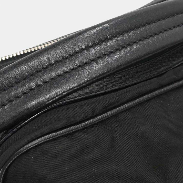 Pre Owned Prada Black Nylon Leather Handbag