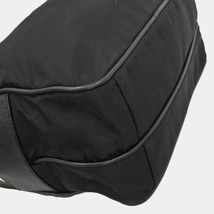 Pre Owned Prada Black Nylon Leather Handbag