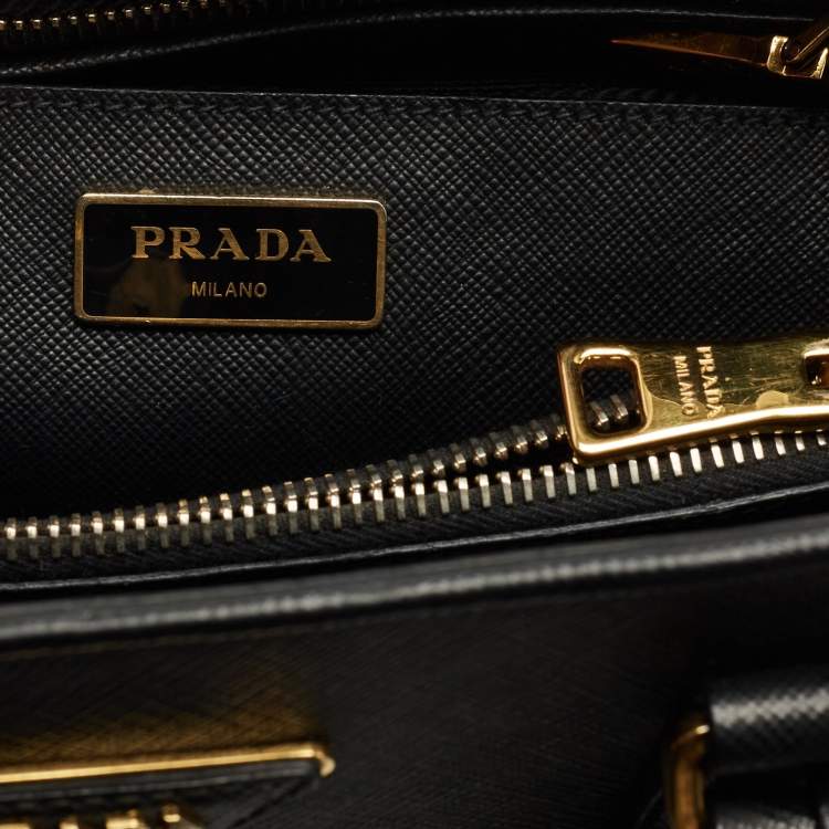 Pre Owned Prada Black Saffiano Lux Leather Promenade Open Satchel