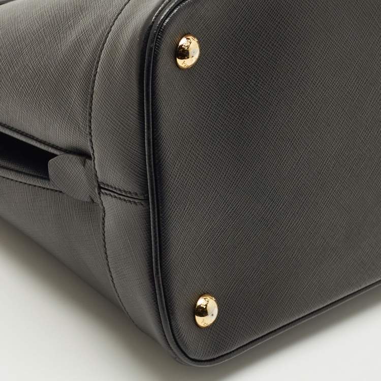 Pre Owned Prada Black Saffiano Lux Leather Promenade Open Satchel