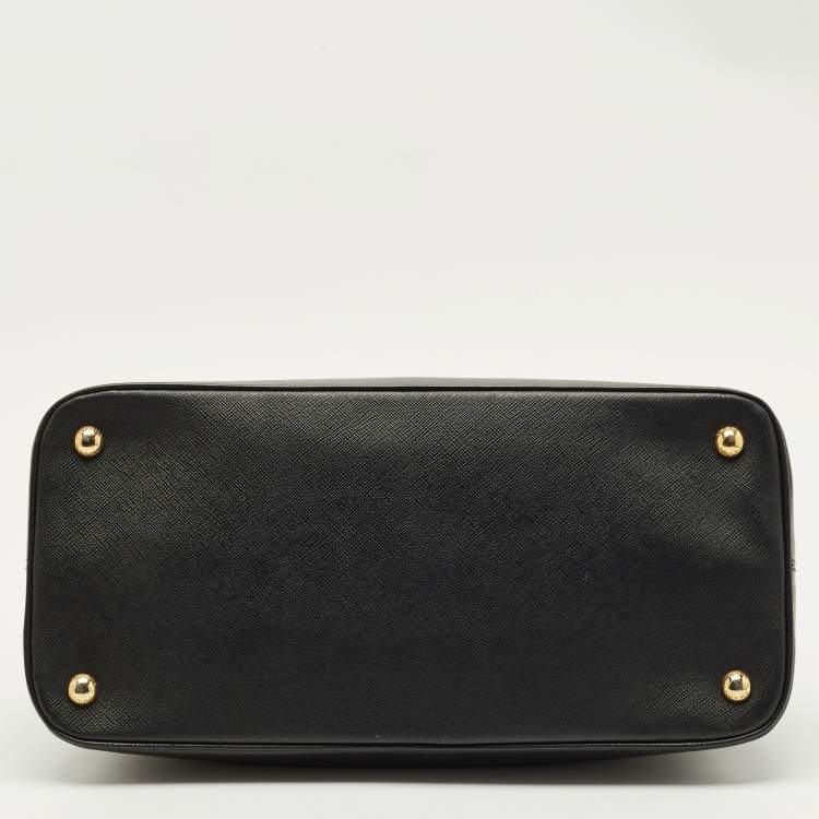 Pre Owned Prada Black Saffiano Lux Leather Promenade Open Satchel