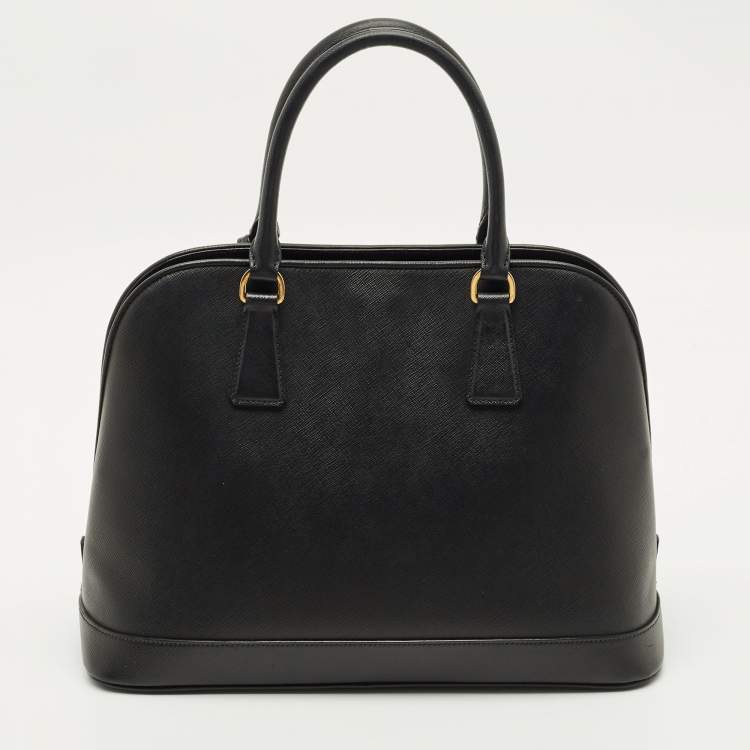 Pre Owned Prada Black Saffiano Lux Leather Promenade Open Satchel
