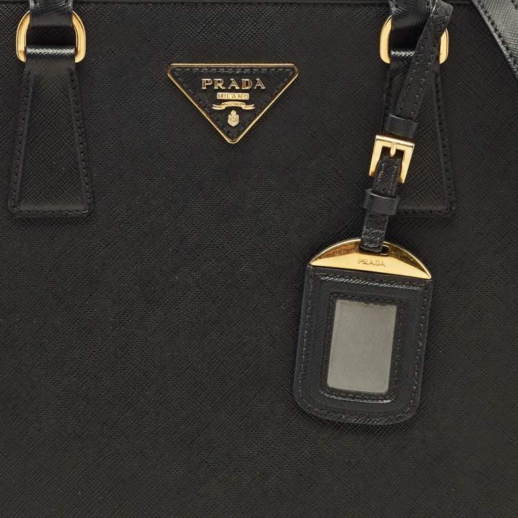 Pre Owned Prada Black Saffiano Lux Leather Promenade Open Satchel