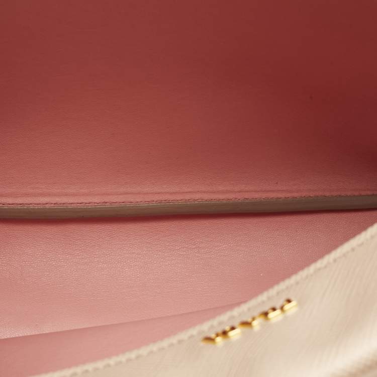 Pre Owned Prada Poudre Beige Saffiano Cuir Leather Large Double Handle Tote