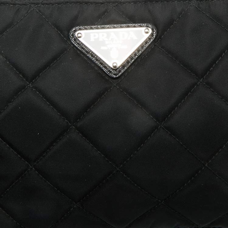 مملوكة مسبقًا Prada Black Quilted Nylon and Leather Convertible Crossbody Bag