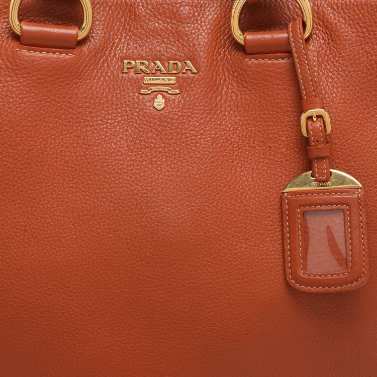 Pre Owned Prada Copper Vitello Daino Leather Tote