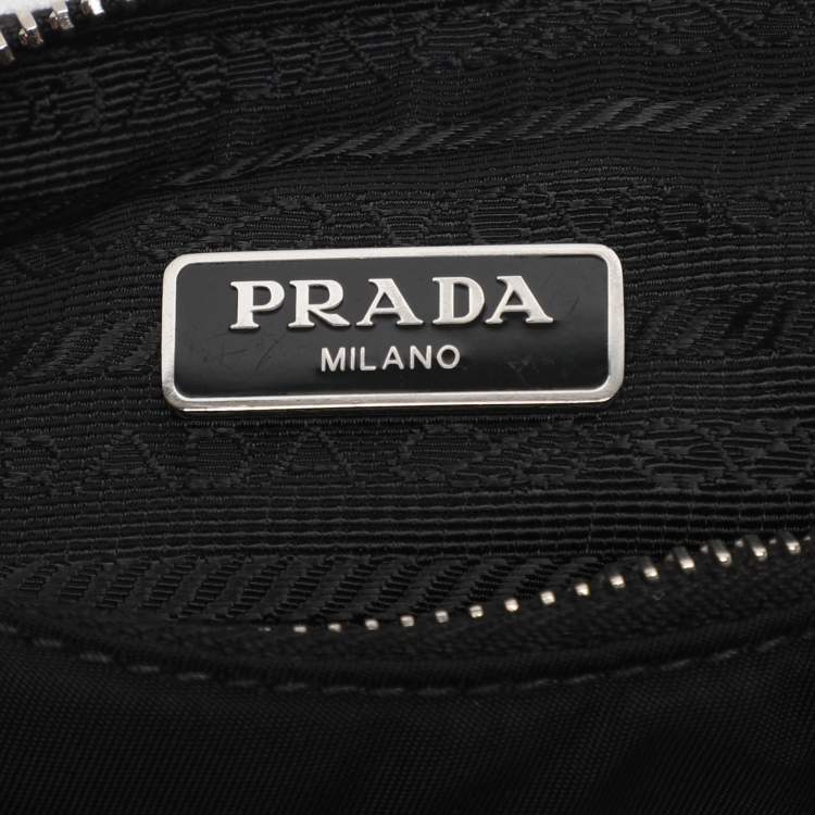 Pre Owned Prada Black Nylon and Saffiano Leather Re-Edition 2005 Baguette Bag