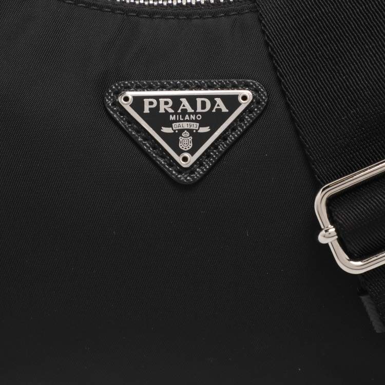 Pre Owned Prada Black Nylon and Saffiano Leather Re-Edition 2005 Baguette Bag