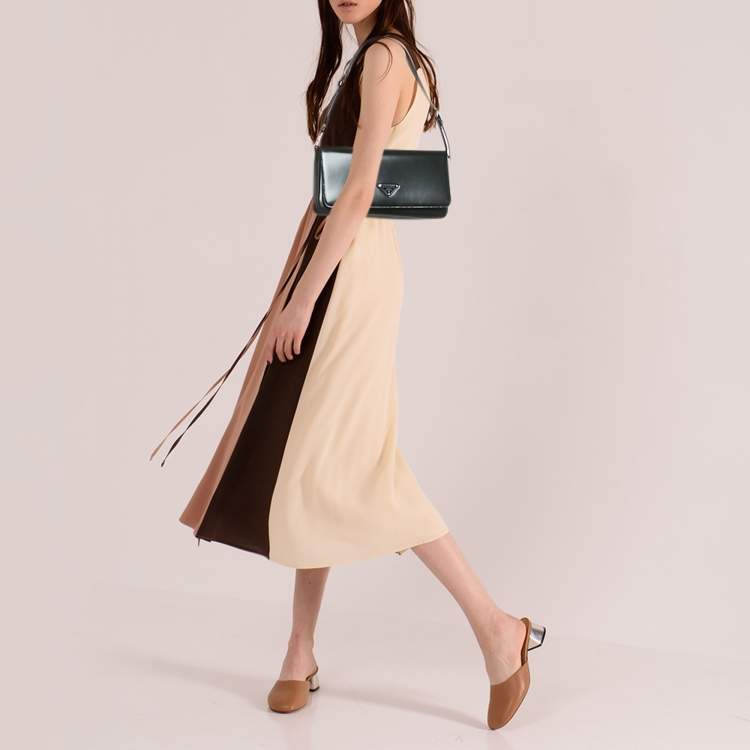 Pre Owned Prada Black Brushed Leather Femme Shoulder Bag