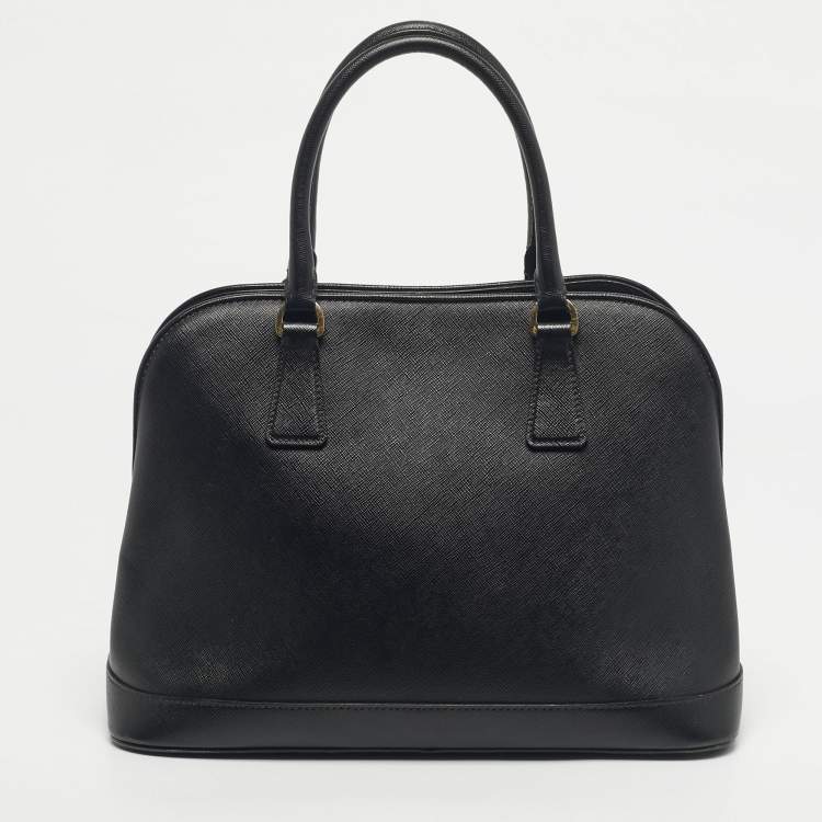 Pre Owned Prada Black Saffiano Lux Leather Promenade Open Satchel
