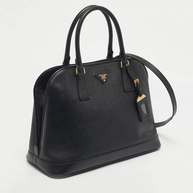 Pre Owned Prada Black Saffiano Lux Leather Promenade Open Satchel