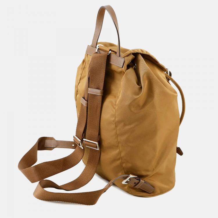 Pre Owned Prada Gold/Brown Nylon Backpack 