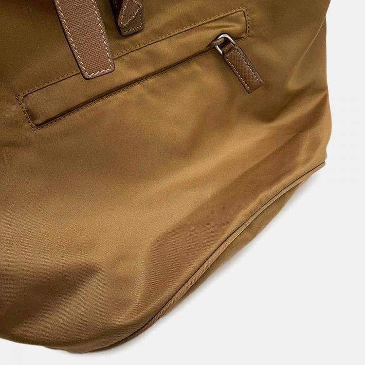 Pre Owned Prada Gold/Brown Nylon Backpack 