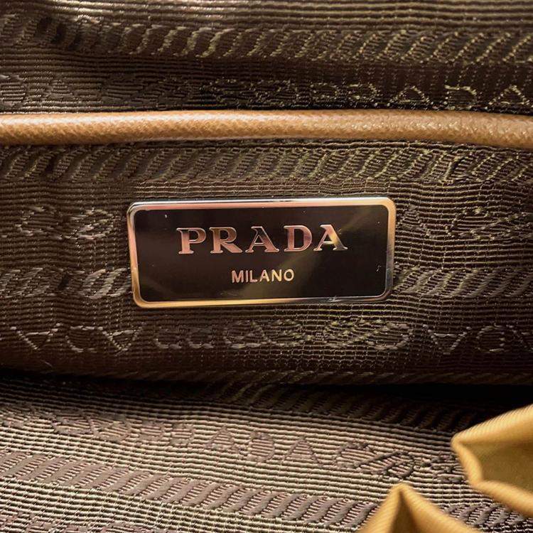 Pre Owned Prada Gold/Brown Nylon Backpack 