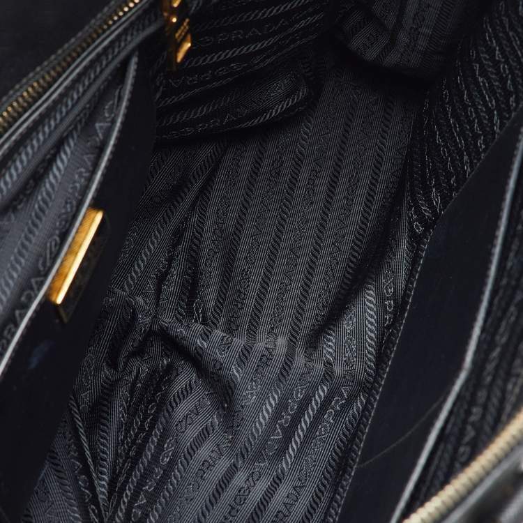 Pre Owned Prada Black Saffiano Lux Leather Extra Large Double Zip Galleria Tote