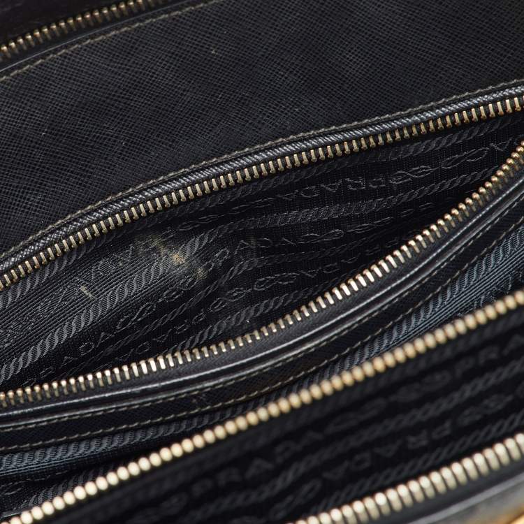 Pre Owned Prada Black Saffiano Lux Leather Extra Large Double Zip Galleria Tote