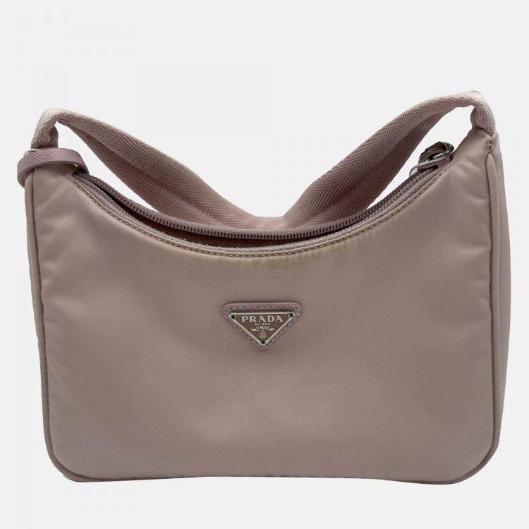 Pre Owned Prada Light Pink Nylon Re-Edition 2005 Shoulder Bag