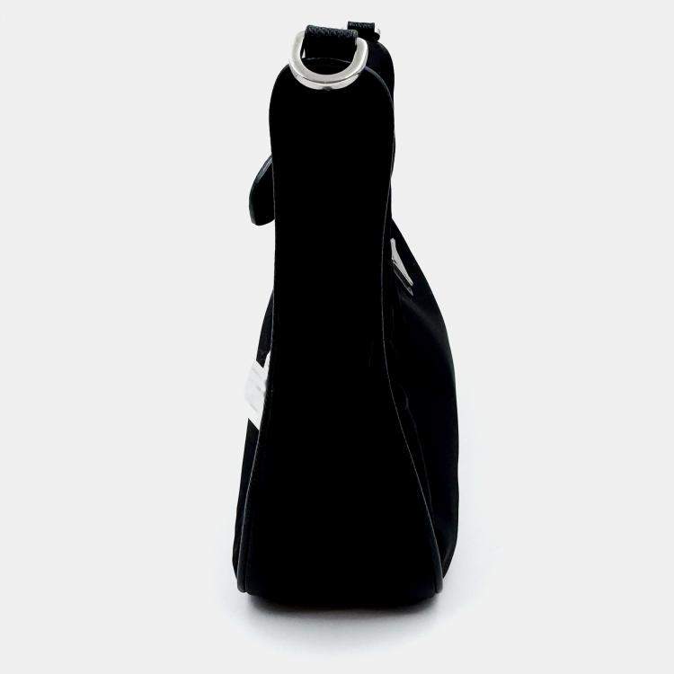 Pre Owned Prada Black Nylon and Saffiano Leather Re-Edition 2005 Shoulder Bag