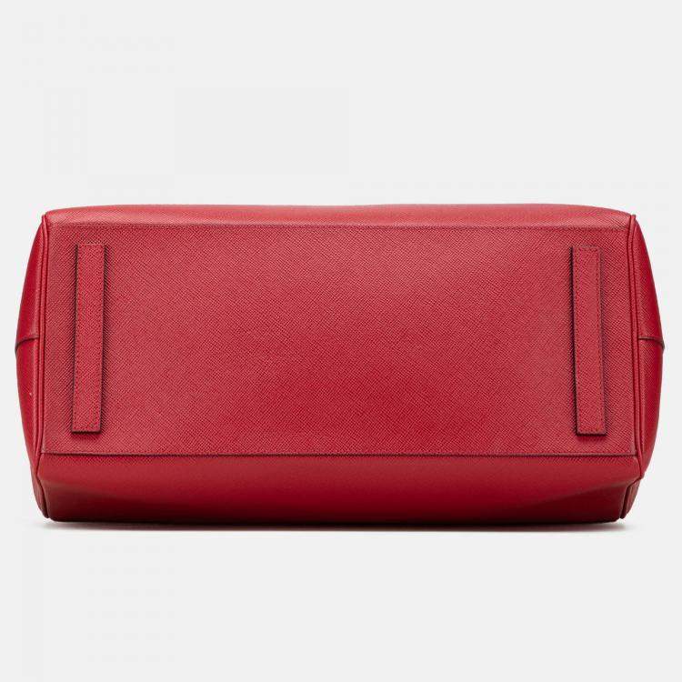 Pre Owned Prada Red Saffiano Cuir Tote