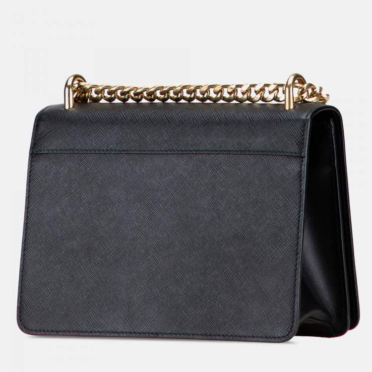 مملوكة مسبقًا Prada Black Saffiano Lux Chain Crossbody
