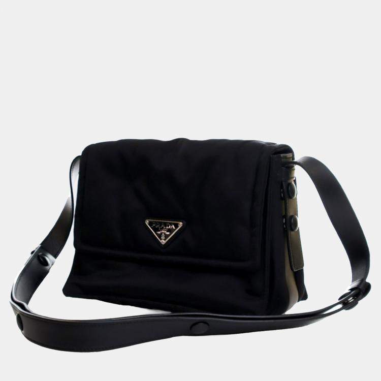 Pre Owned Prada Black Small Re Nylon Padded Traveller Shoulder Bag