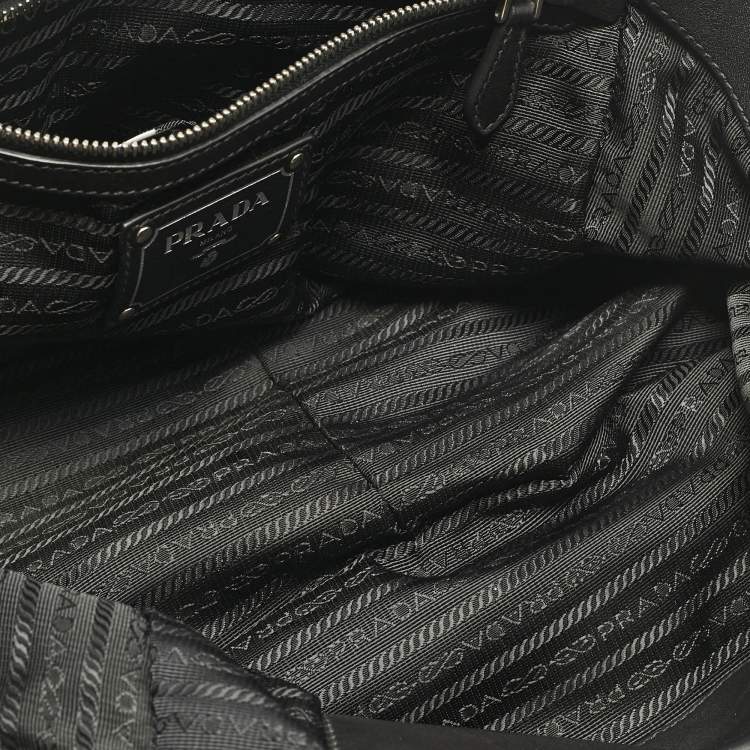 Pre Owned Prada Black Leather Pleated Satchel