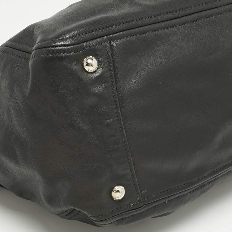 Pre Owned Prada Black Leather Pleated Satchel