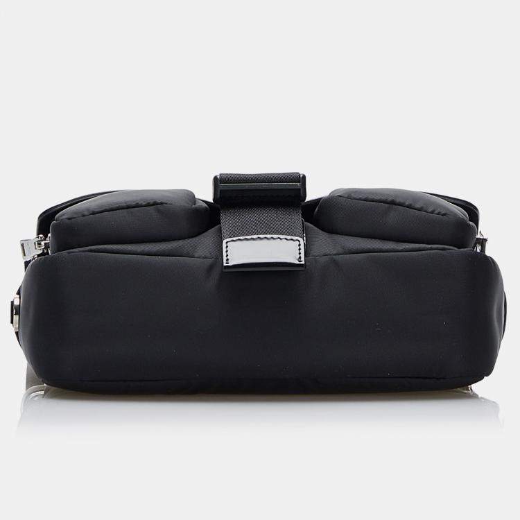 Pre Owned Prada Black Re-Nylon & Spazzolato Pocket Crossbody