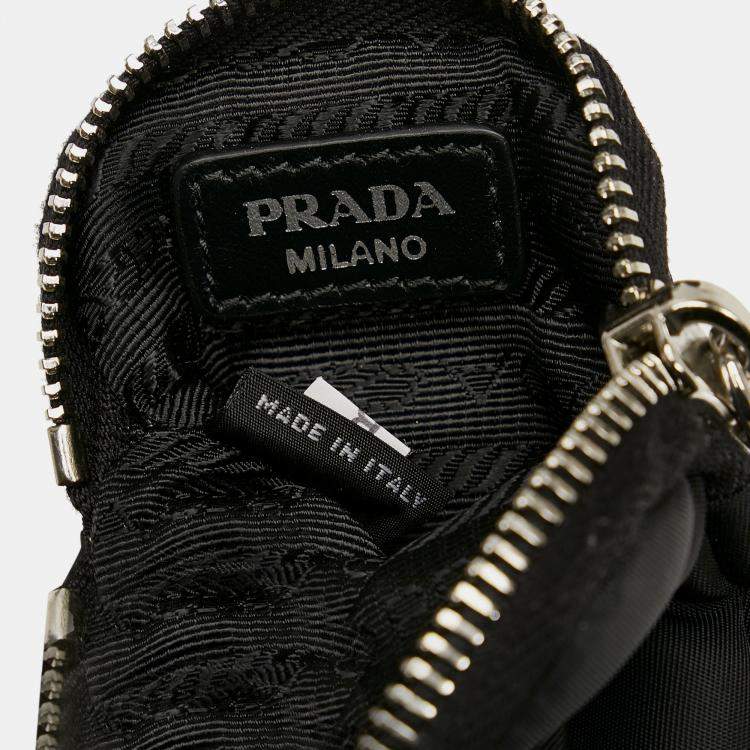 Pre Owned Prada Black Re-Nylon & Spazzolato Pocket Crossbody