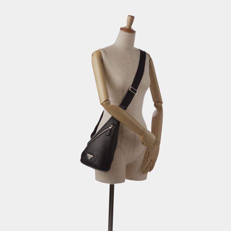 Pre Owned Prada Black Cross Leather Bag