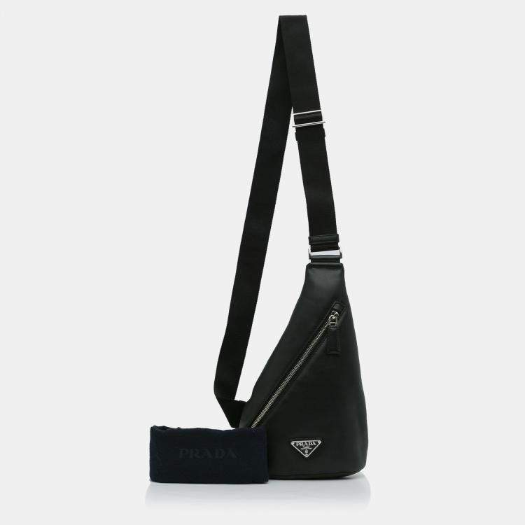 Pre Owned Prada Black Cross Leather Bag