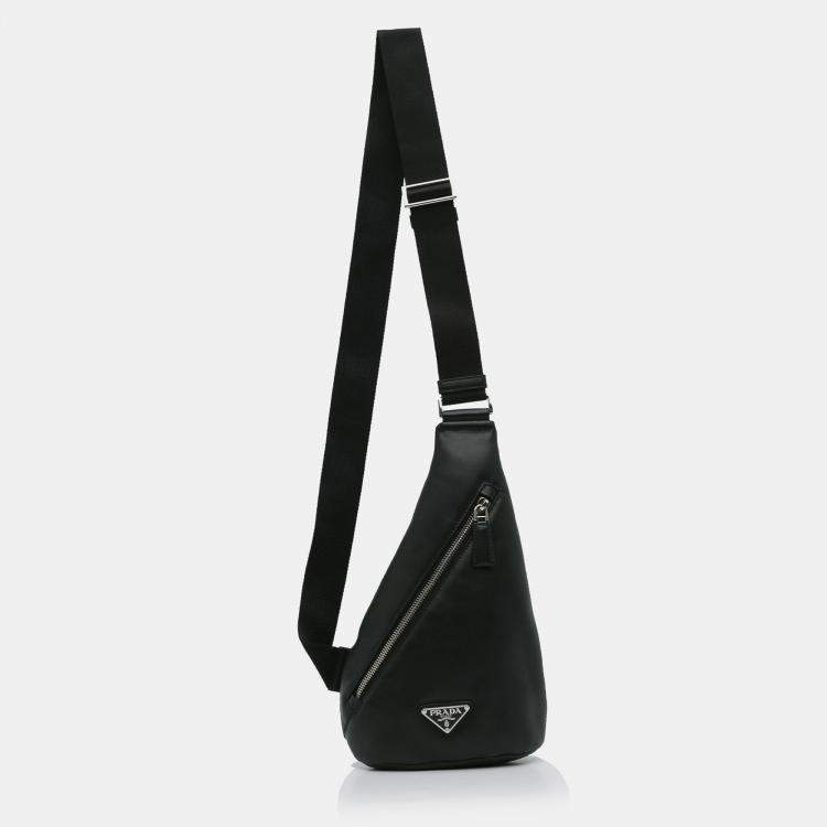 Pre Owned Prada Black Cross Leather Bag