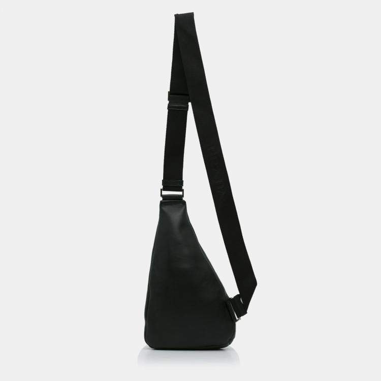 Pre Owned Prada Black Cross Leather Bag