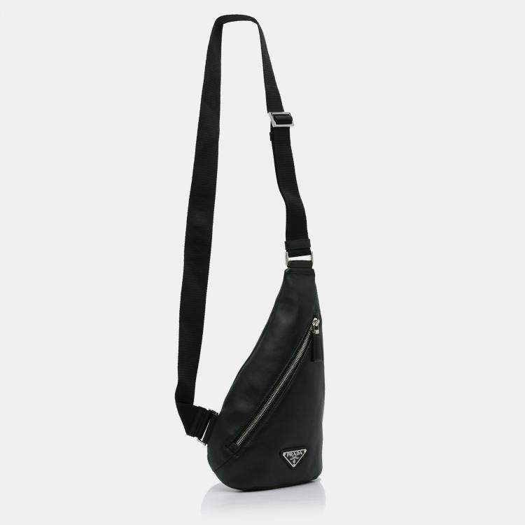 Pre Owned Prada Black Cross Leather Bag