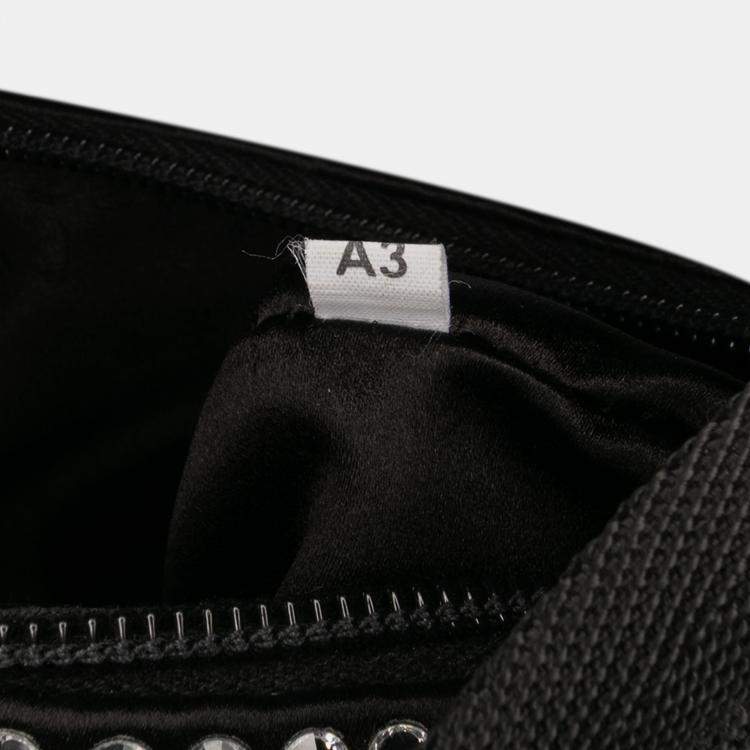 Pre Owned Prada Black Mini Satin Crystal Re Edition 2000 Shoulder Bag
