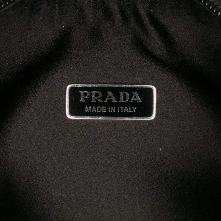 Pre Owned Prada Black Mini Satin Crystal Re Edition 2000 Shoulder Bag